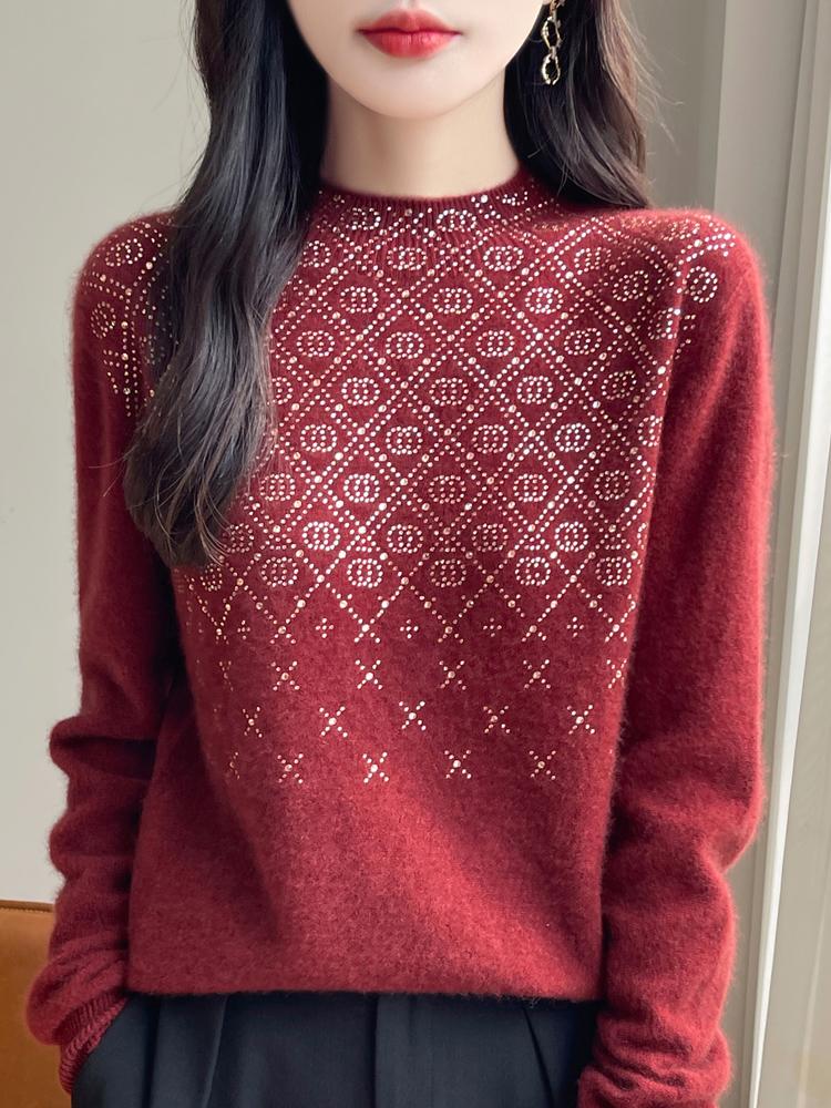 Women's Cashmere Sweater Qinghe Cashmere 30% Cashmere 70% Wool Autumn and Winter Cashmere Pullover Soft and Warm