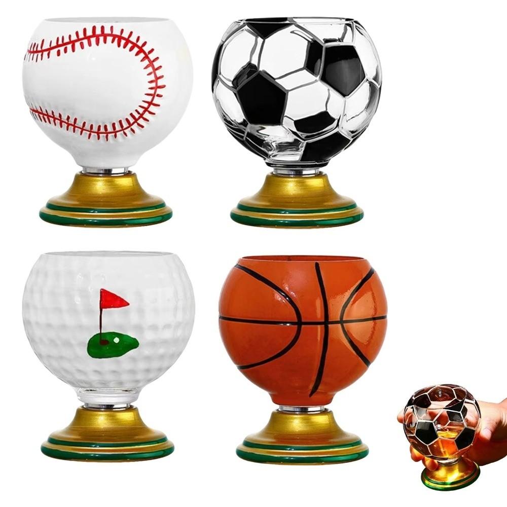 Hand Painted Spinning Sports Ball Whiskey Glass Rotating Base Cocktail Glass Mug  Game-day Party