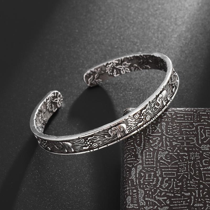 Personalized Retro Ethnic Pixiu Bangle for Men Women Stylish Cuff Bracelet Unique Jewelry Gift