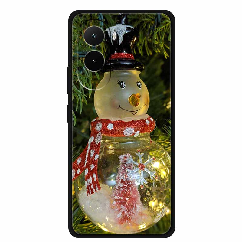 Christmas Phone Case For Poco M7 4G Case Christmas Tree Black Silicone Bumper For Xiaomi Poco M7 4G Cover PocoM7 Cartoon Coque