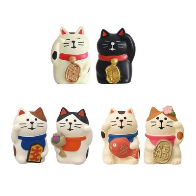 Japanese Zakka Resin Cat Statue - Miniature Figurine for Home/Car Decor, Photography Props & Craft Ornament
