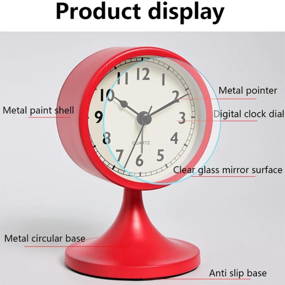 without Battery Alarm Clock Metal Number Clock Creative Silent Table Clock Home Decor