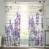 Lila Blumen-Lavendel-Vorhänge für Wohnzimmer, Voile-Tüll-Vorhang für Schlafzimmer, Küche, Heimdekoration