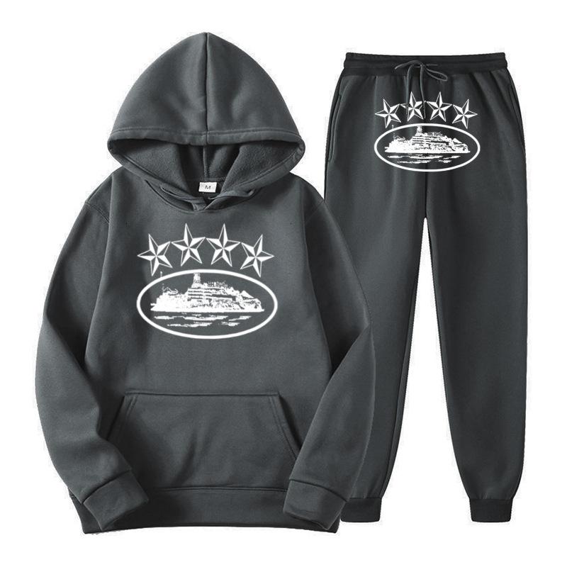 Grenzüberschreitende europäische und amerikanische Trends Pullover mit Vier-Sterne-Buchstabenaufdruck Hoodies für Herren und Damen Sweatshirt-Set mit Rundhalsausschnitt Lockeres Oberteil