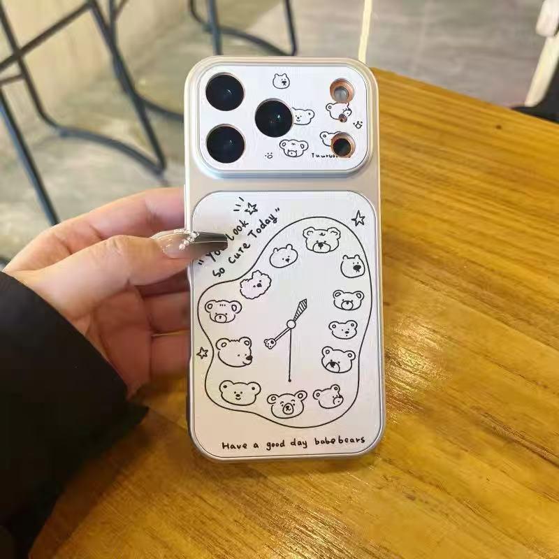 

Graffiti Bear Clock Case for iPhone 17 Pro Max/16/15 - Drop-Proof with Large Window Apple 16 Pro Max
