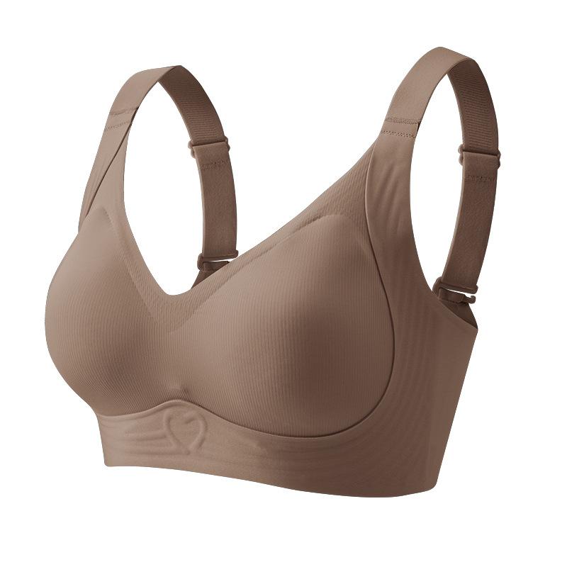 Popular comfortable and seamless women's big breasts show no steel ring, and the upper support is a thin sports bra with secondary breasts.