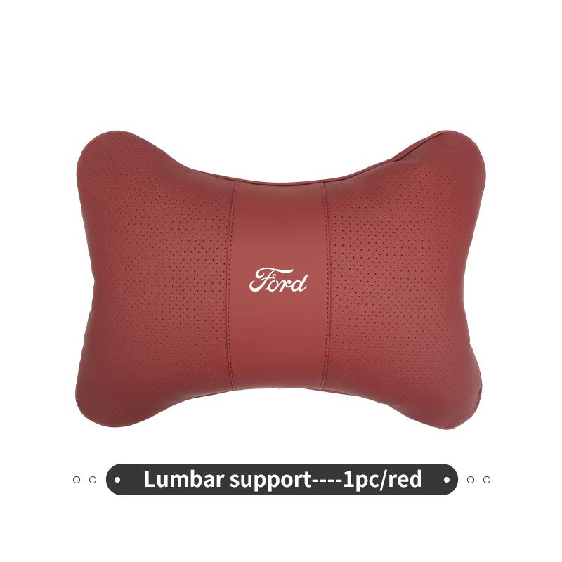 For Ford Leather Car Headrest Lumbar Support Vehicle Seat Neck Waist Cushion Fiesta Ranger Mondeo Escape Ecosport Fusion