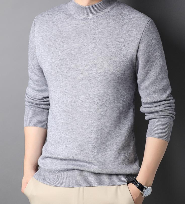 Extra Fleece Extra Thick Half Turtleneck Crewneck Sweater Men's Sweater One Body Fleece