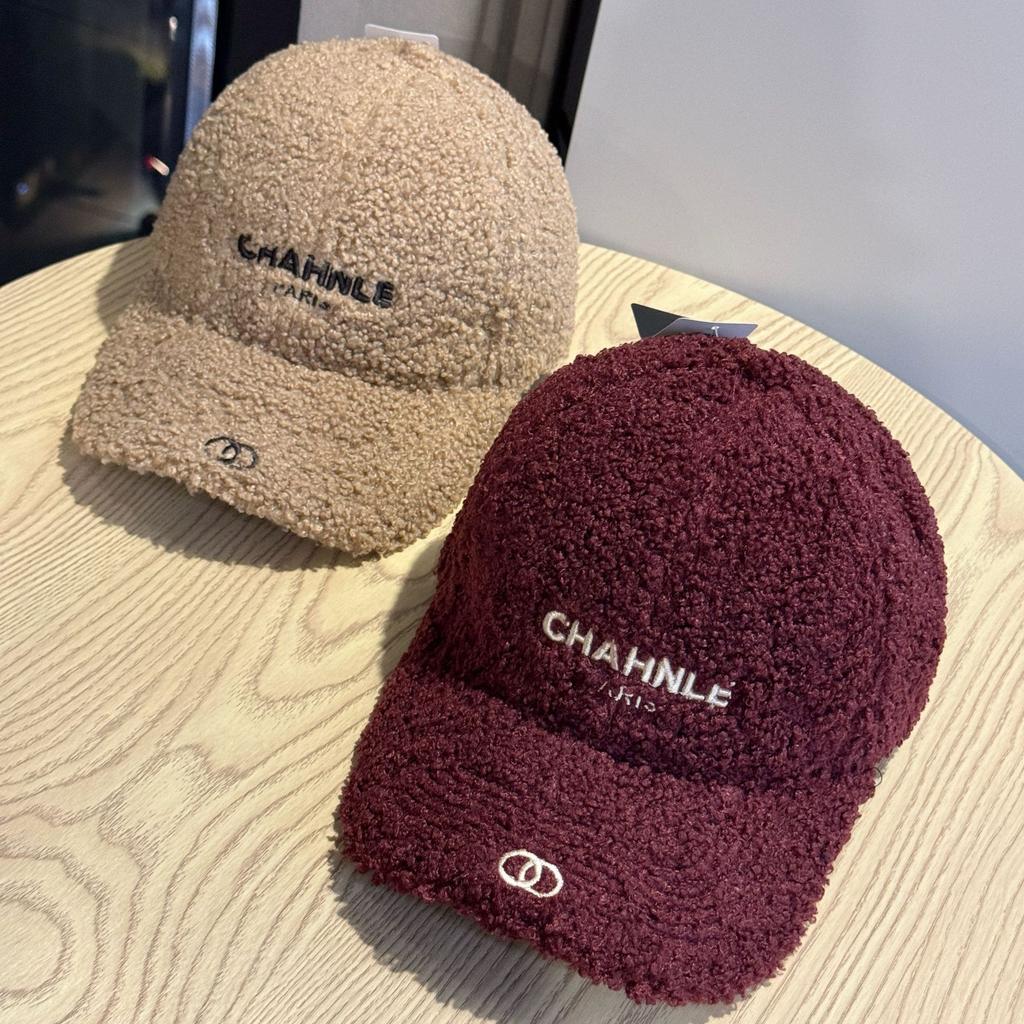 New Autumn and Winter Lamb Wool Baseball Hat for Women Korean Style Casual Versatile Letter Embroidery Fashion Warm Peaked Hat Trendy