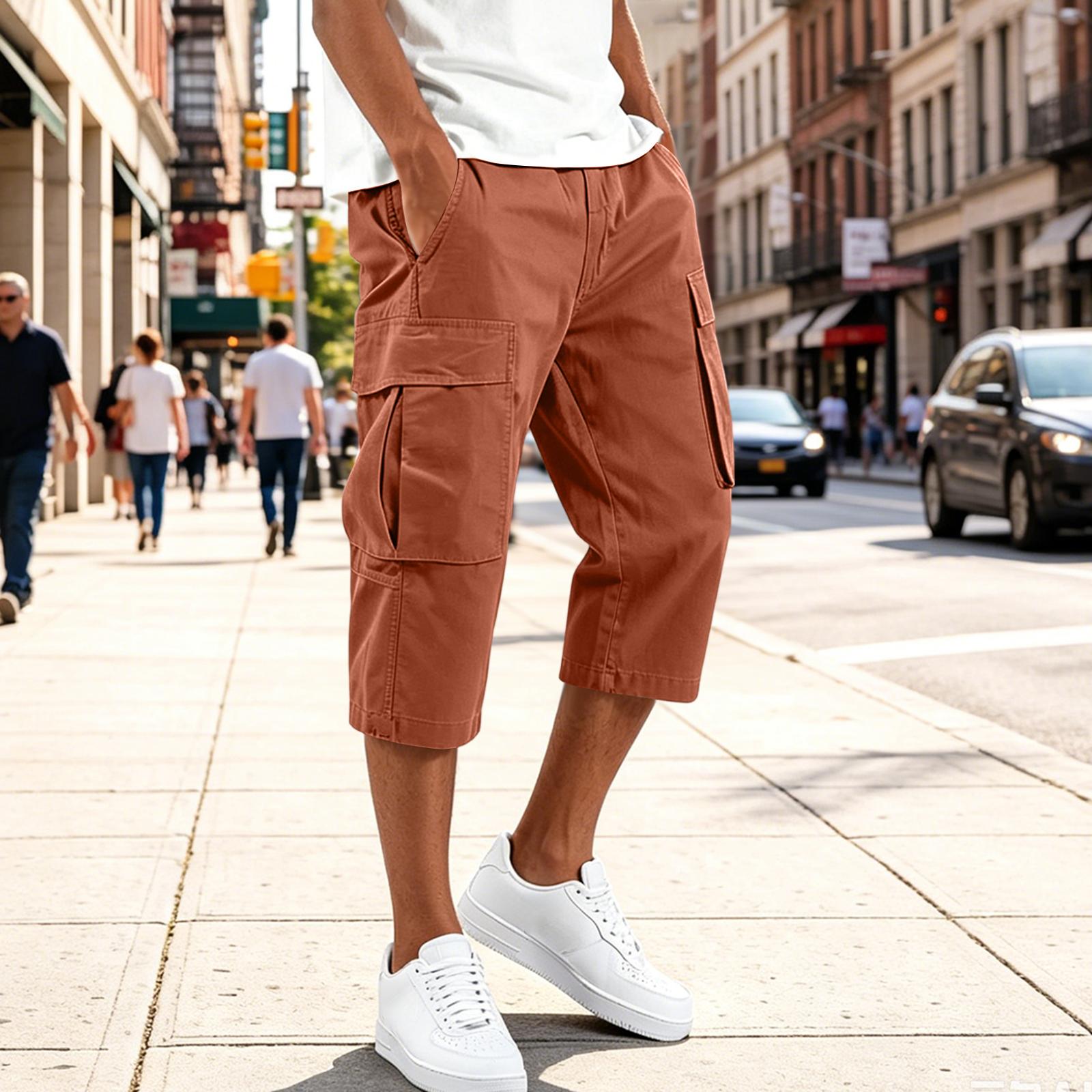 Constantine Casual Cargo Capri Broeken met Trekkoord voor Mannen, Zomer Shorts met Meerdere Zakken voor Mannen XL oranje