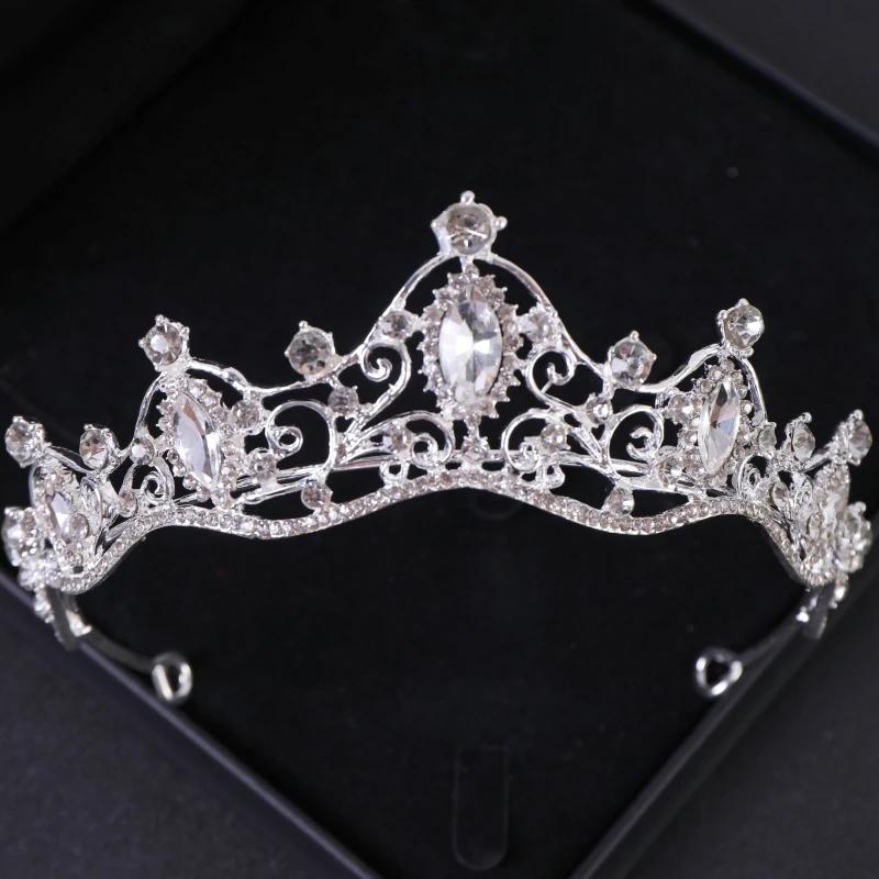 Baroque Crystal Tiaras And Crowns For Women Bride Rhinestone Prom Diadem Bridal Wedding Hair Accessories Jewelry Crown Tiara