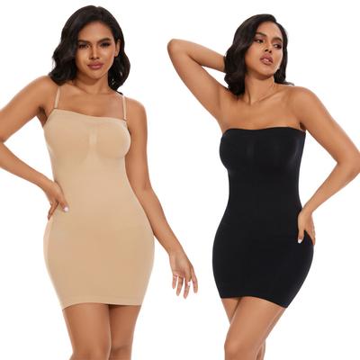 Strapless Shapewear Body Shaper for Women Tummy Control Full Slip Shapewear Under Dress Adjustable Spaghetti Strap