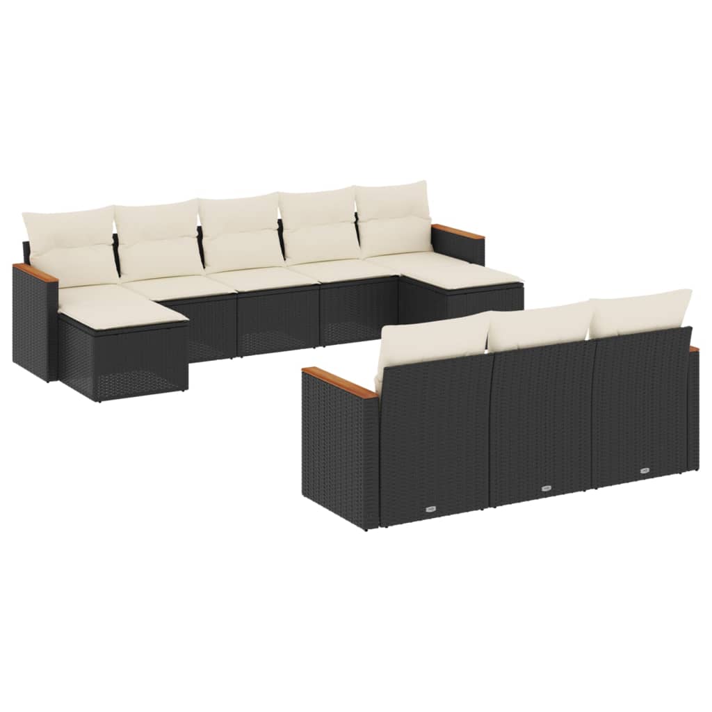 Vidaxl 10-Cz. Garten-Sitzgruppe, Kissen Schwarzer Rattan Pe