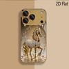 Golden Horse Patterned tempered glass design for iPhone16 17 ProMax 1514 1312 11ProMax Phone Case Camera Cover Shockproof Hard B