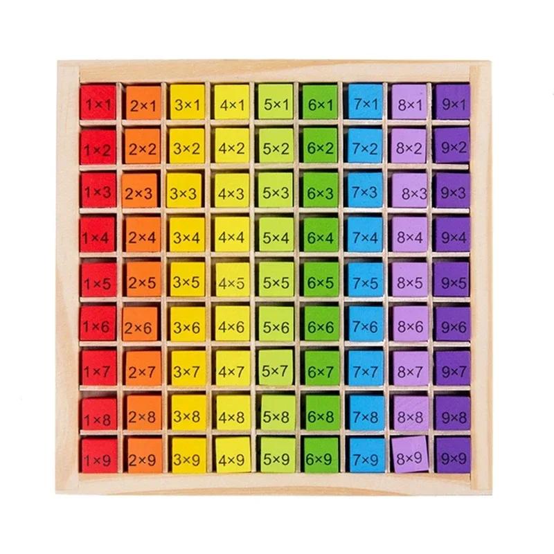 

Toys Educational Montessori 99 Multiplication Table Wooden Board Game, Arithmetic Preschool Teaching Math Wooden Kids Children