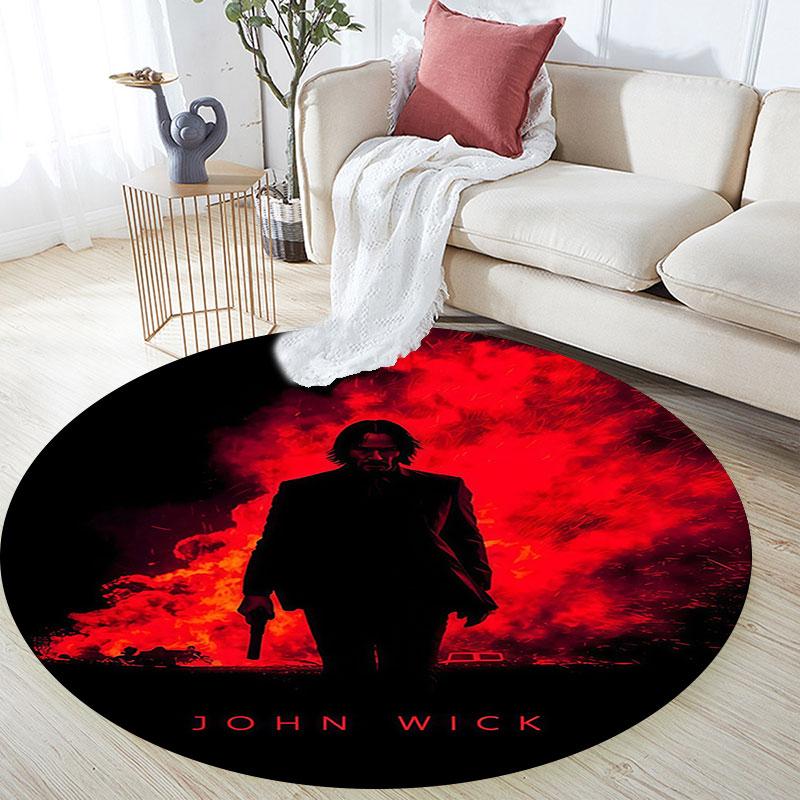 John Wick Art pattern round rug,Carpet Rug for Living Room Bedroom Playroom ,Non-slip Floor Mat,Holiday Gifts and Birthday Gifts.