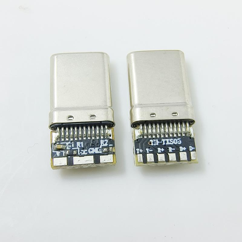 USB Type-C 3.0 Male Connector with 9 Solder Pads, 56K Resistor, CC Fast Charging Pins, for Hard Drive Enclosure