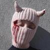 Y2K Style Crochet Halloween Party Cow Horn Parent-Child Ski Mask Hat
