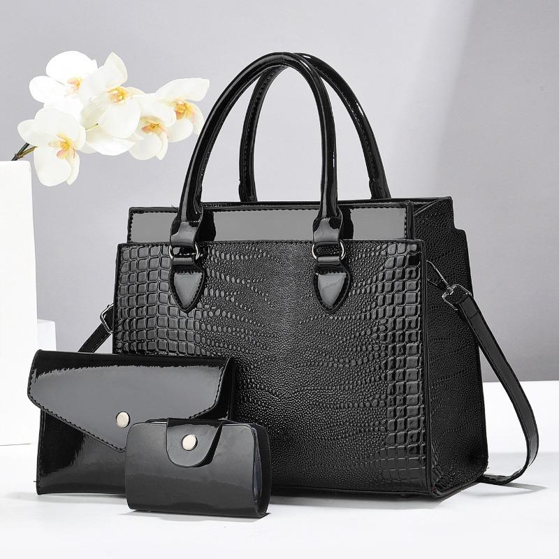 Women's bag bag Urban crocodile pattern handbag Mother and child bag Three-piece set One shoulder oblique span bag
