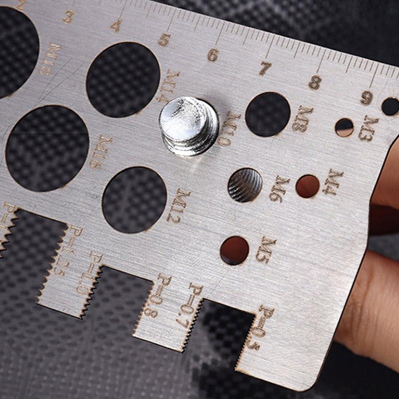 304 Stainless Steel Screw Measuring Gauge Set Precision Thread Pitch & Bolt Size Caliper Tool | M12 Diameter Ruler | Ideal Fat