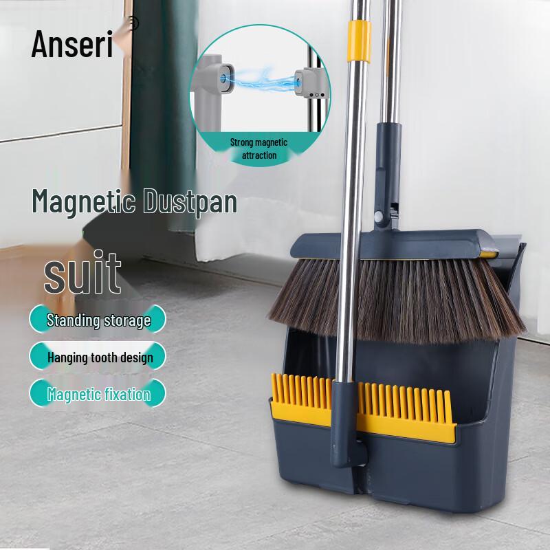 Assurance Rotatable Comb Teeth Broom and Upright Dustpan Set