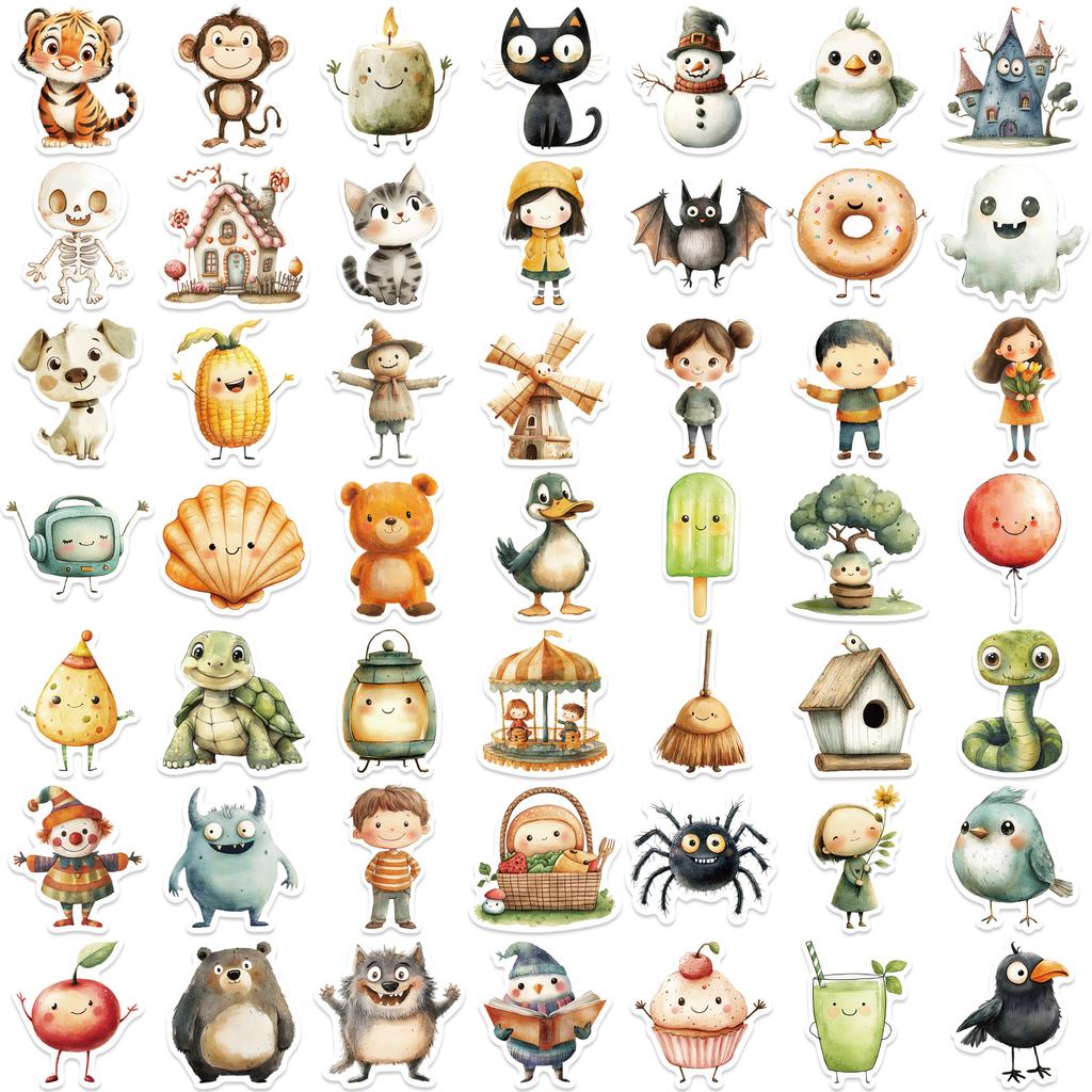 50 Stück Minimalistische Tiere Cartoon Graffiti Aufkleber Handy Gitarre Laptop Notizbuch Koffer Wasserbecher Wasserdichter Aufkleber Kinderspielzeug