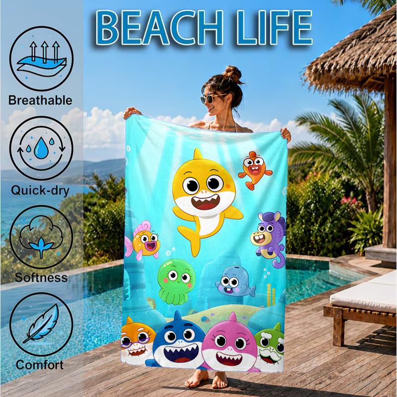 Cartoon Shark Dance Party Beach Towel, Microfiber Beach Towel, Perfect For Pool, Beach, Travel, Home Decor Beach Party Fan gifts