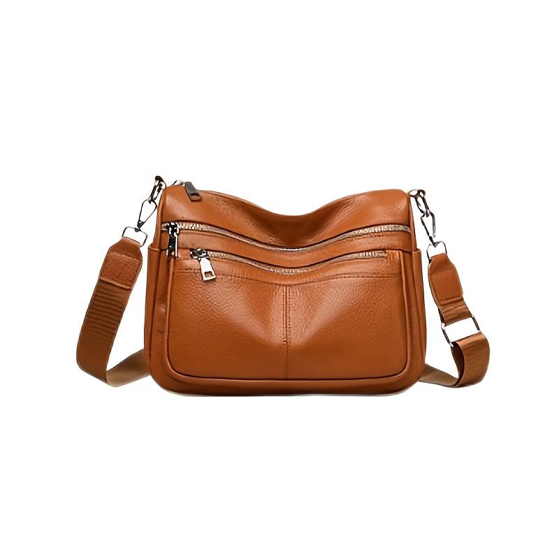 

Кожаные сумки Натуральная кожа Многосекционная сумка кроссбоди/на плечо для женщин коричневый
