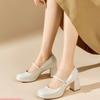 Vintage Style Japanese Women's Shoes Thick Bottom Mary Jane White High Heels Platform Shoes Rubber Sole Adult Women's Footwear S
