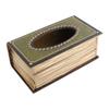 Wood Tissue Box Dispenser Rectangular Antique Book Box Cover  Living Room Decor