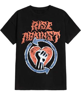 T-shirt Noir Manches Courtes en Coton Vtg Rise Against Pour Hommes BT128 T-shirt Unisexe Toutes Tailles