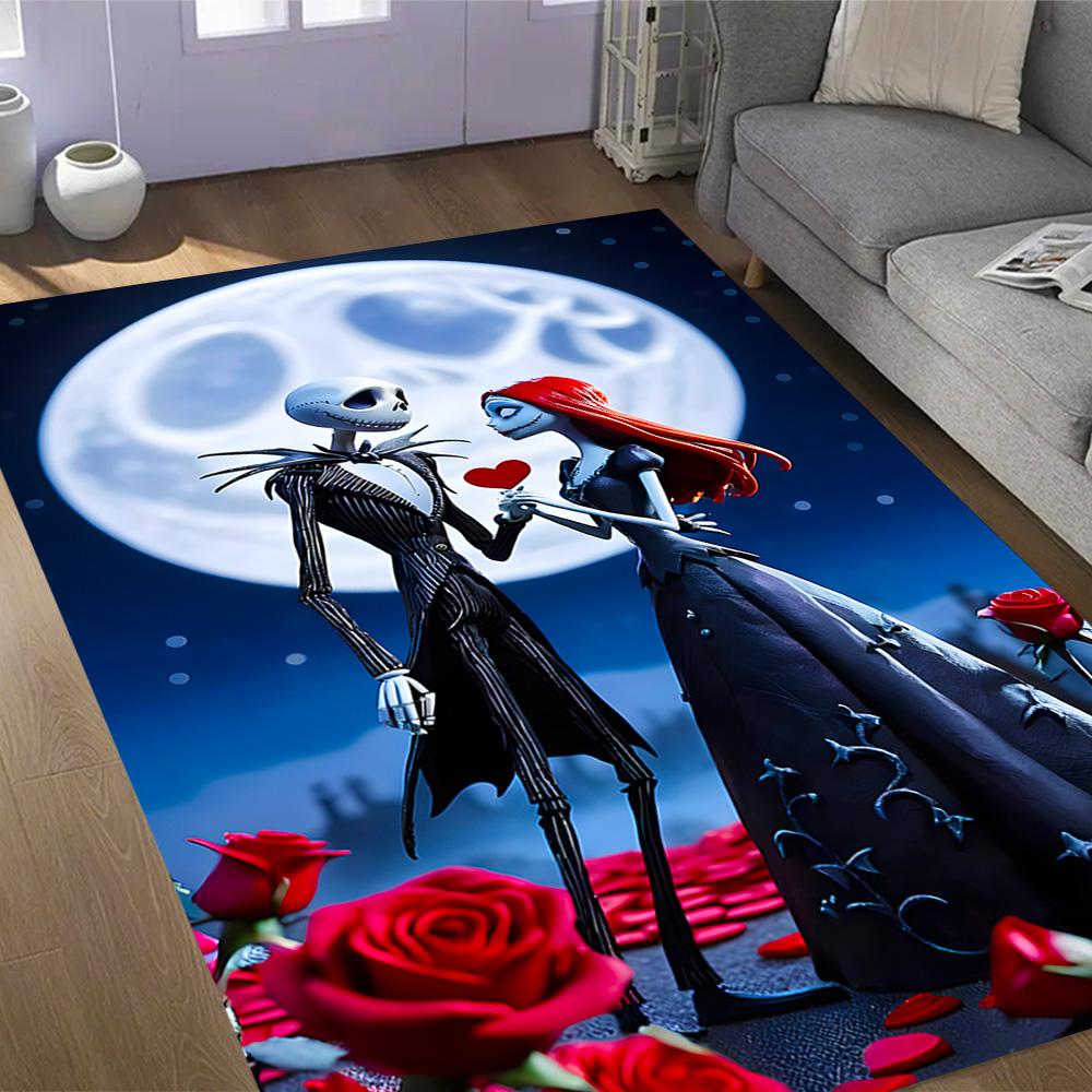 Tappeti Antiscivolo a Tema Nightmare Before Christmas - Decorazioni per la Casa in Poliestere, Adatti per Camere da Letto, Soggiorni, Ingressi, Studi e Decorazioni