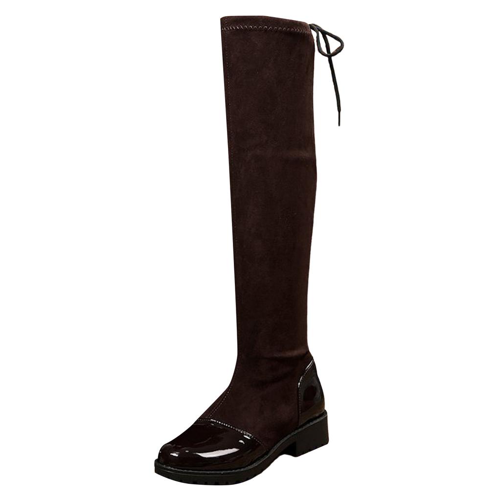 Kniehohe Stiefel Damen Größe 11 Damen High Top Über das Knie Dicke Absatzstiefel Einfache Dicke Sohle Lange Stiefel Botas Para Mujer