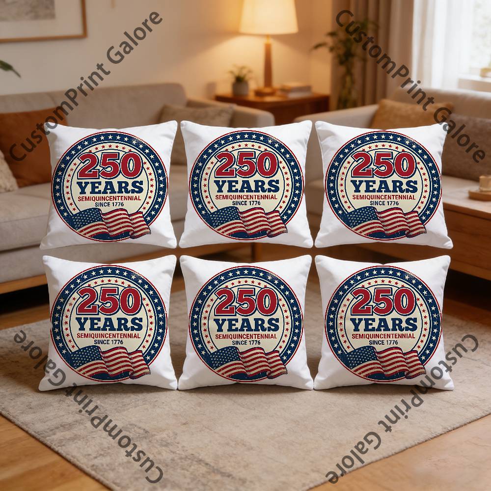 Semiquincentennial American 250 Square Throw Pillow Cover Multiple Sizes Soft for Sofa Bedroom Living Room Home Decorative