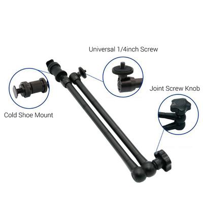 20 Inch Adjustable Articulating Friction Arm Aluminum Alloy 2KG Payload with Cold Shoe Universal