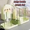 With Stand Newborn Bottle Cleaner Long Handle Bottle Drying Rack Baby Bottle Brush Set Travel