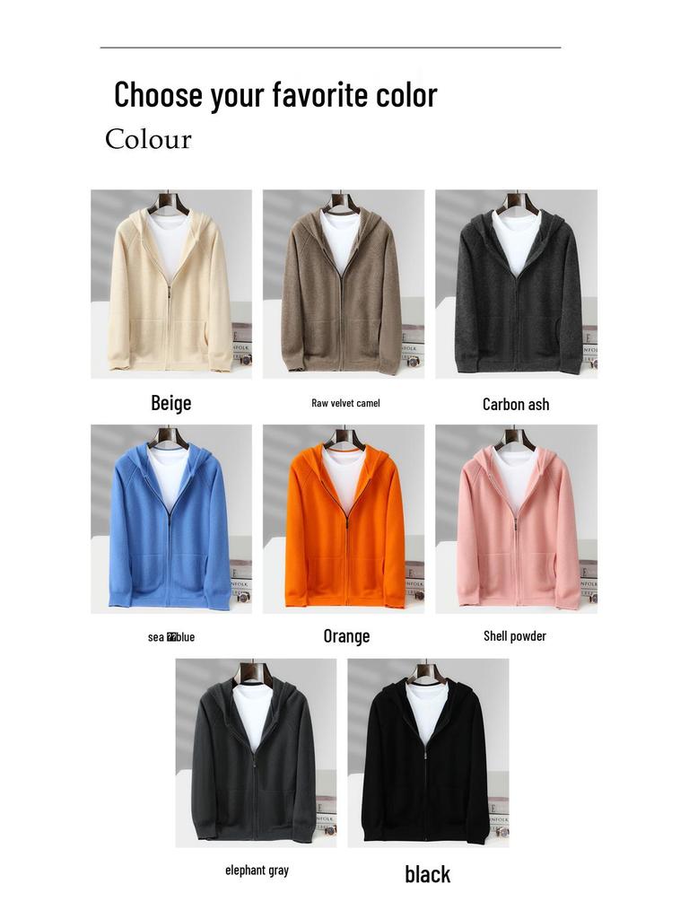Men's 100% Australian Wool Hooded Cardigan - Heavyweight, Thick, Loose Casual Hoodie with Zipper