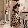 Satin Lingerie Set With Deep V Neck And Padded Sleeveless Nightgown For Home Use