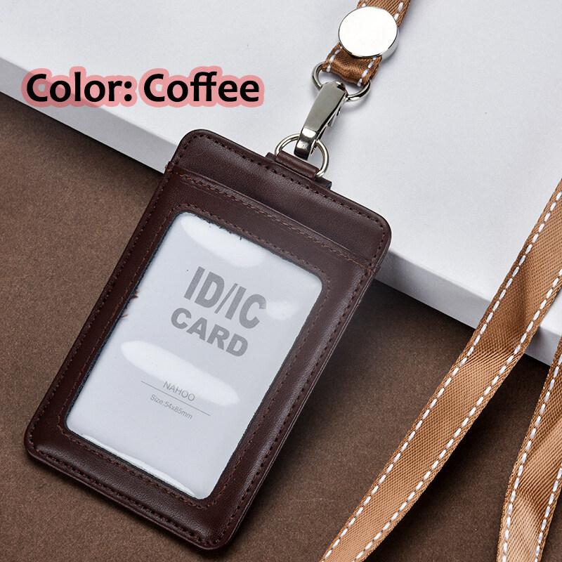 Echte leren ID-kaarthouders Zakelijke mode Werkkaarthouder met nylon koord ID-borstkaarten Naamplaatje