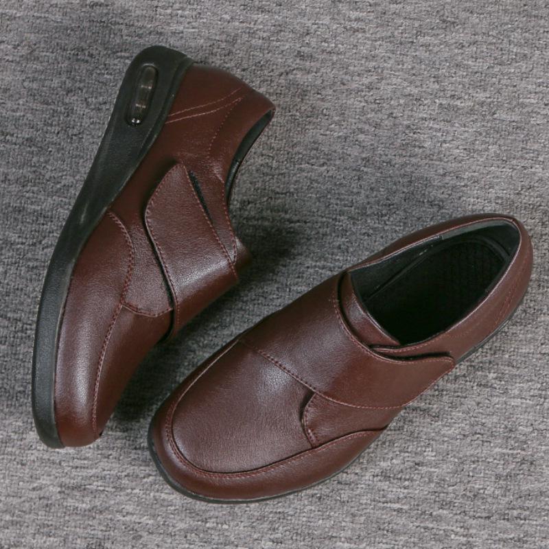 Youyun Men's Air Cushion Leather Shoes: Casual, Warm, and Easy-Fit Design for Middle-Aged and Elderly.