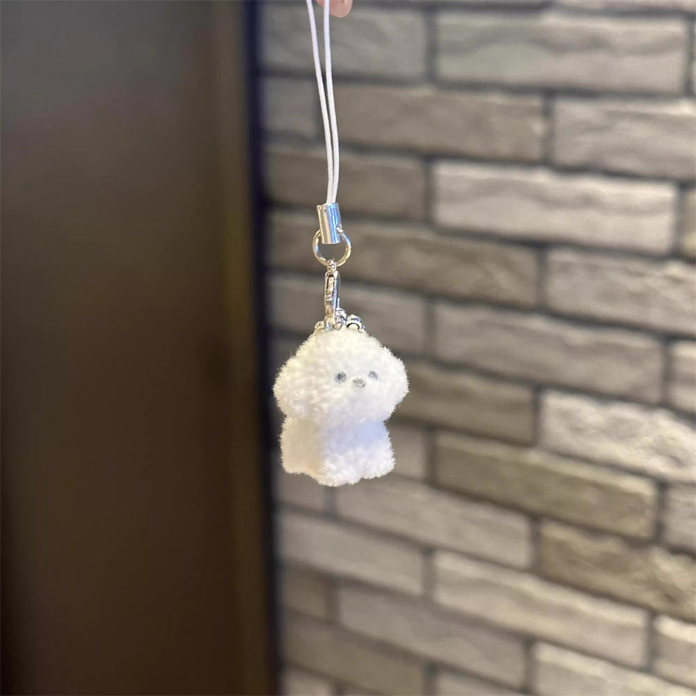 Cute Flocked 3D Resin Bear Keychain Sweet Creative Student Phone Chain Pendant Bag Accessory Phone Strap Gift