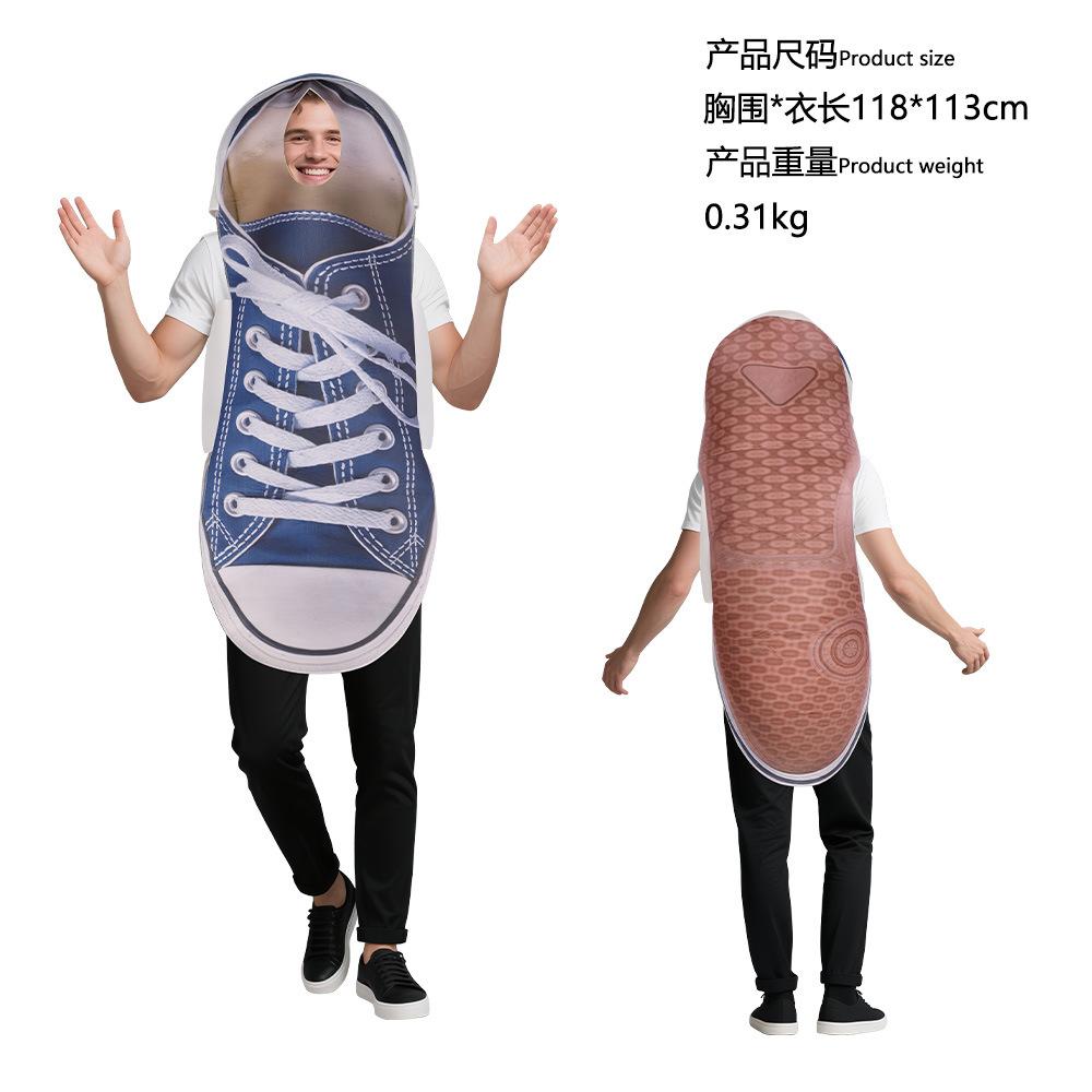 

Горячий Хэллоуин новый набор парусиновой обуви и одежды для пары, забавные пародийные костюмы для вечеринки, одежда для выступлений Adult average size