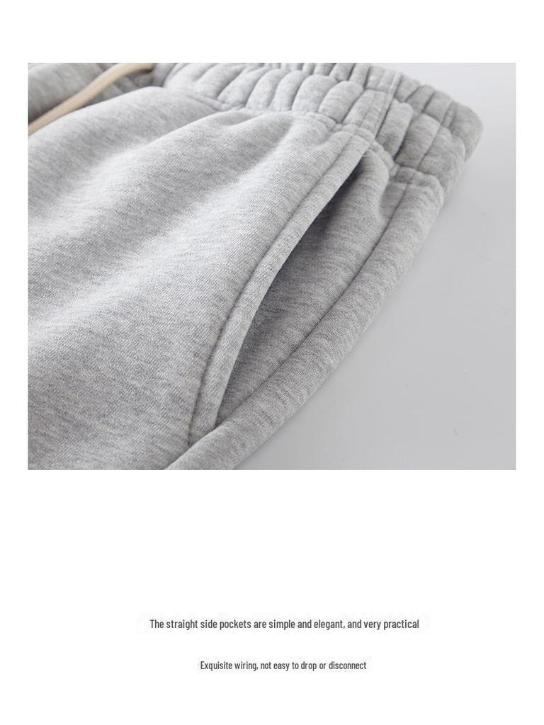 Unisex Heavyweight Fleece-Lined Loose Sweatpants for Autumn/Winter