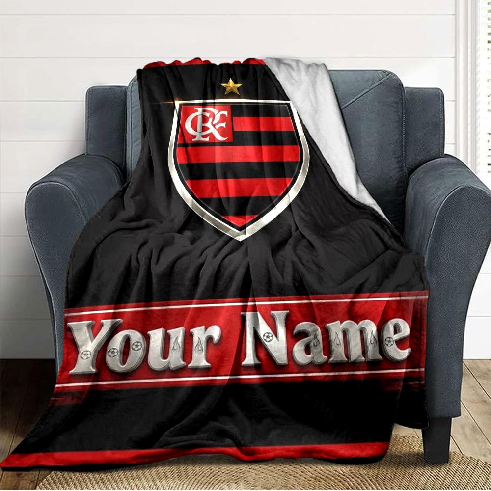 Name Custom CR Flamengo Print Flannel Blanket High Quality Warm Comfortable Cover for All Seasons Perfect for Gifts Home Decor