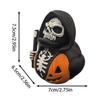 Eerie Scythe Holding Skeleton Statue Halloween Home Decoration Synthetic Resin Crafted Holiday Party Centerpiece