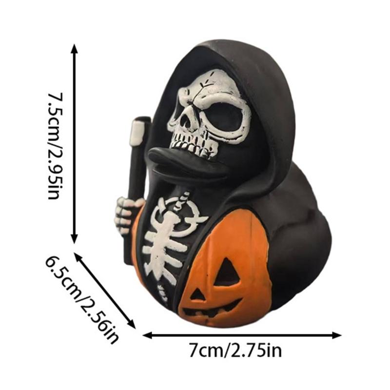 Eerie Scythe Holding Skeleton Statue Halloween Home Decoration Synthetic Resin Crafted Holiday Party Centerpiece