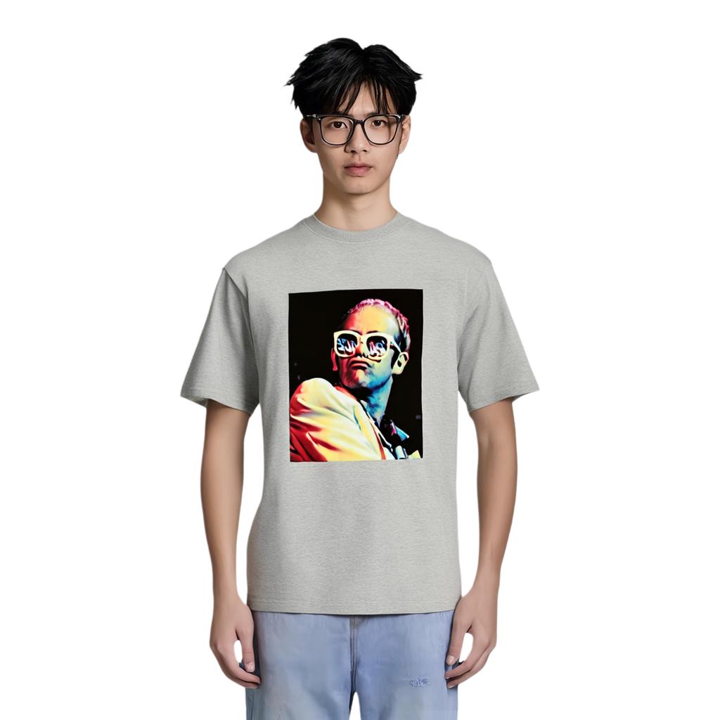 Palace Ss22 X Elton John Collaboration Character Print Crew Neck Short Sleeve T-Shirt Unisex T-Shirt Gray P21TS297