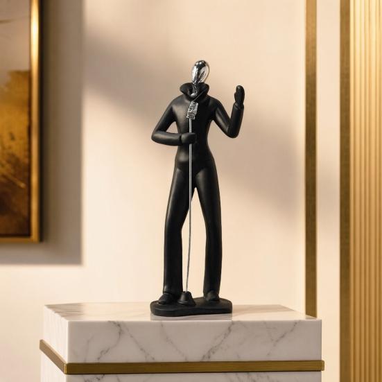 Minimalist Black Resin Figurines, Modern Abstract Musician & Golfer Statues, Luxury Home Decor for Living Room TV Stand Entryway Wine Cabinet, Unique