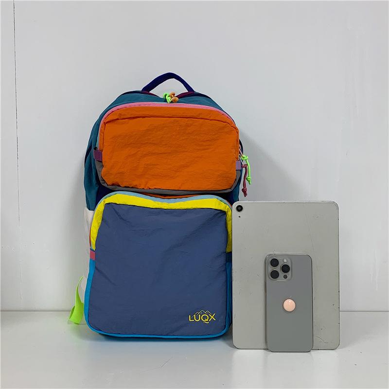 Dual-shoulder Bag, Outdoor Fashion Student Bag, Spliced Dopamine Large-capacity Computer Bag