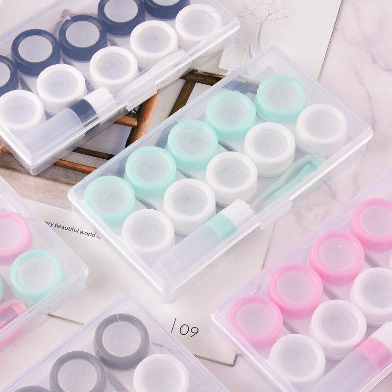 Five Portable High-end Contact Lens Containers for Women and Men, Each with Different Colored Tweezers for Easy Carrying.